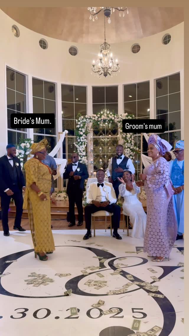 Families celebrating with Tolu and Ore at their Houston wedding